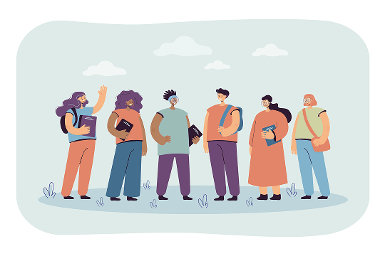 طلاب يتعاونون معاً